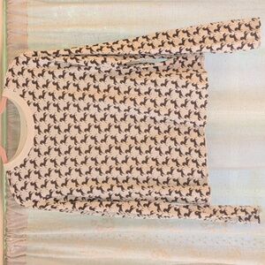 Maeve Black and White Horse Print Long Sleeve Tee